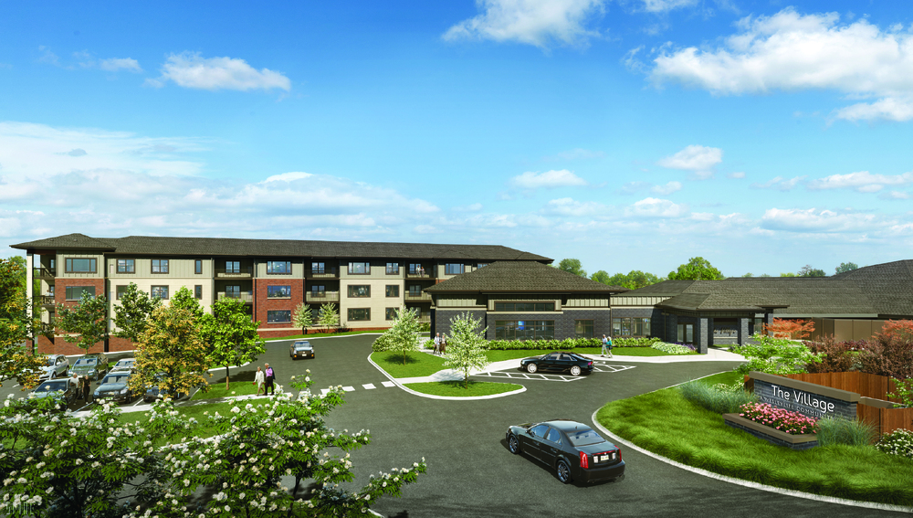 The Village Exterior Rendering 02 updated sign 4C 300-2