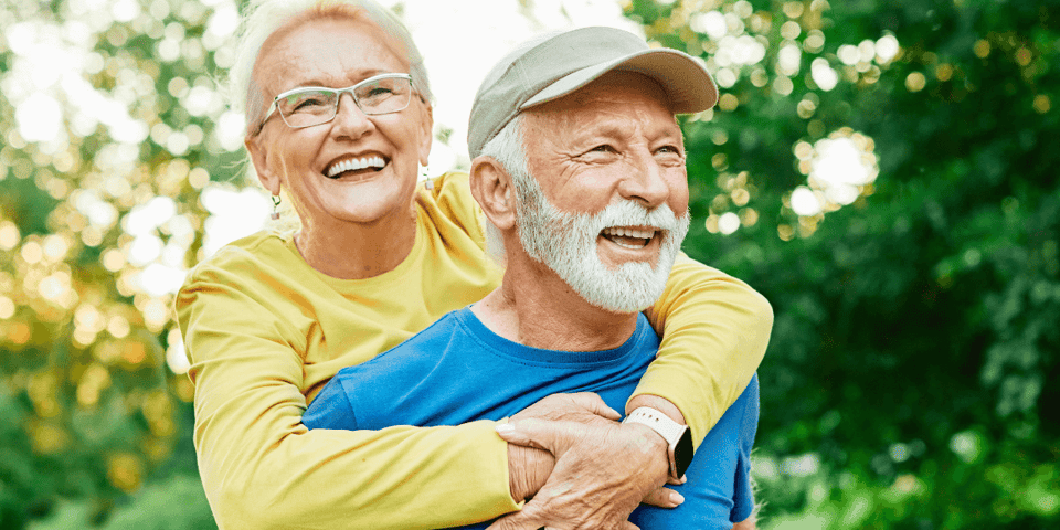 Healthy fit retirement happy adult couple