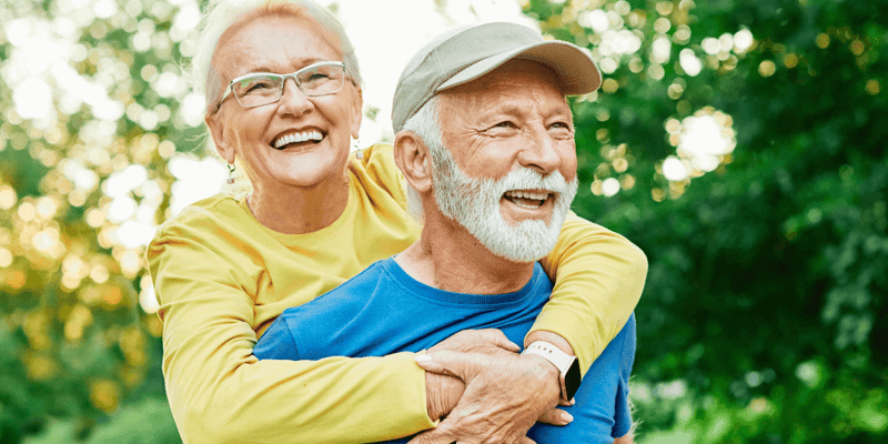 Healthy fit retirement happy adult couple